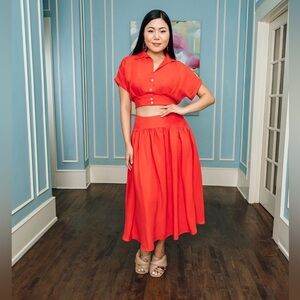 NWT Chloe Kristyn $428 Estelle Red Maxi Skirt Size XS